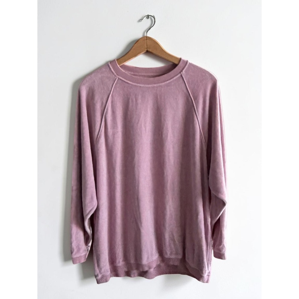 Aerie Velour Raglan Sweatshirt Pink Oversized Crewneck Pullover XS Medium Fit